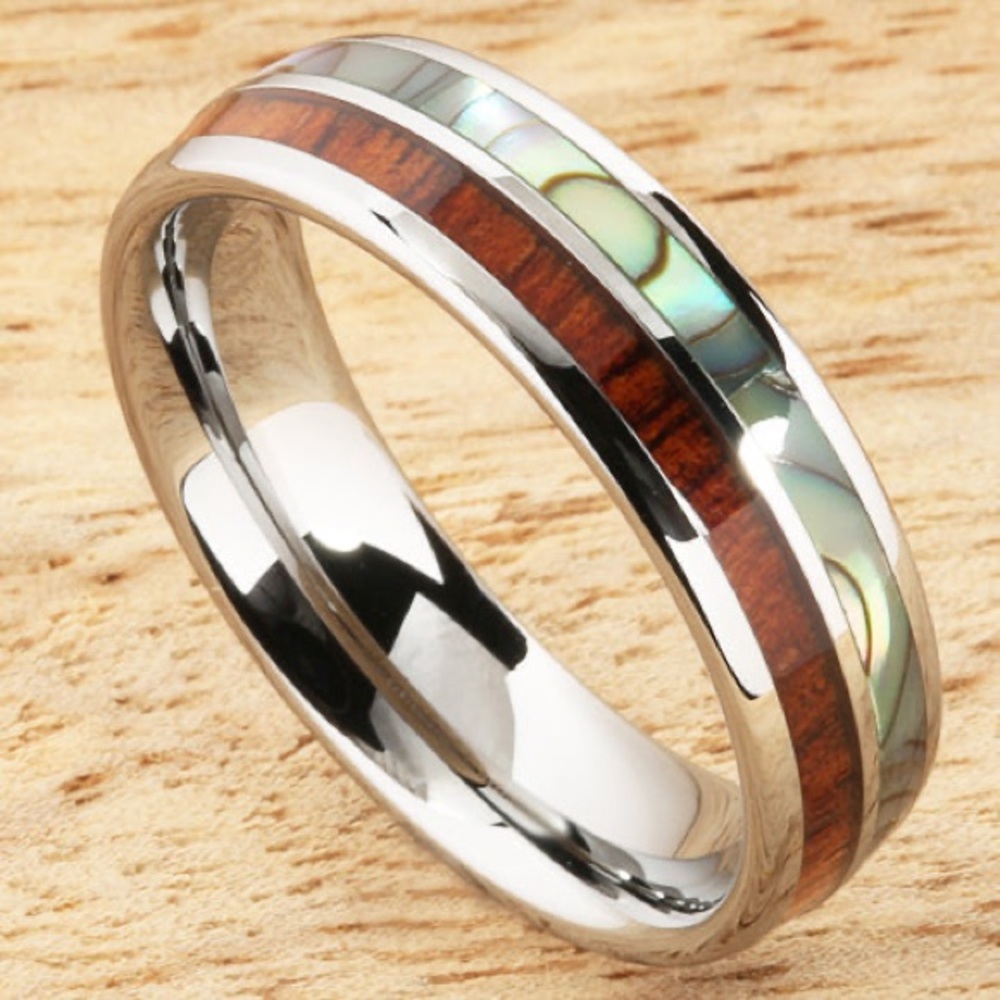 Silver and Brown Inlay Women's Ring
